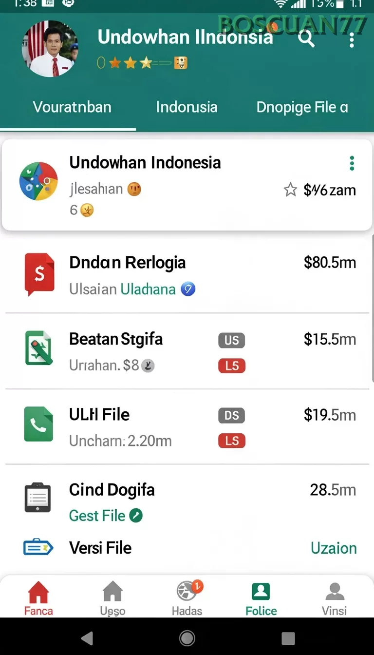 Cuplikan layar SLOTSRI — menu navigasi